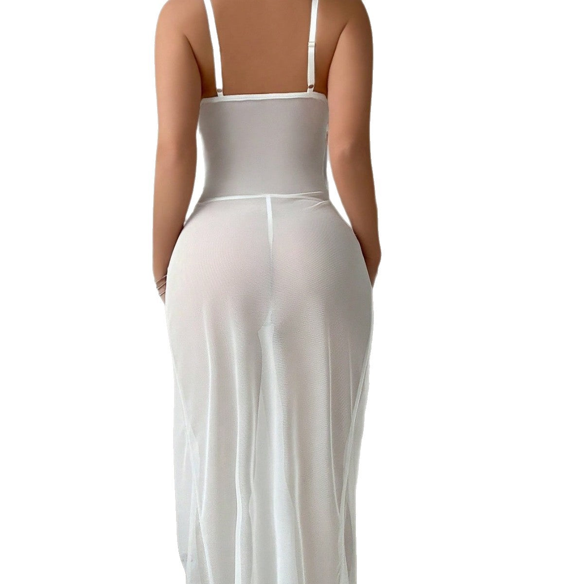 Transparent Mesh Slit Nightgown – Ultra-Thin Cardigan Style Lingerie