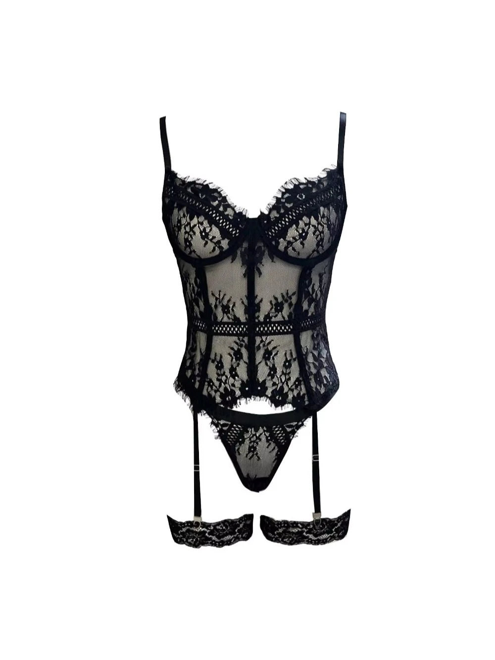 Lace Corset & Panty Set – Sexy One-Piece Teddy with Garter Straps